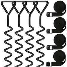 Trampoline Anchors Stakes Kit with 4 Strong Belts, Heavy Duty Anchor Corksc...