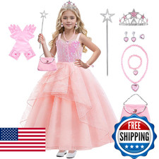 Btonai Kids Pink Witch Costume for Girls Pink Bubble Tulle Dress Princess Sequin