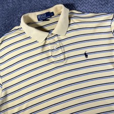 Polo Ralph Lauren Polo Shirt Men's Large Yellow Striped Classic Preppy