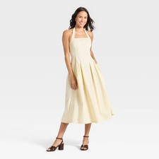 Women Midi Halter Dress - A New Day Cream M