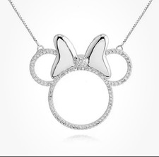 Disney Minnie Mouse Austrian Crystal Necklace silver Plated
