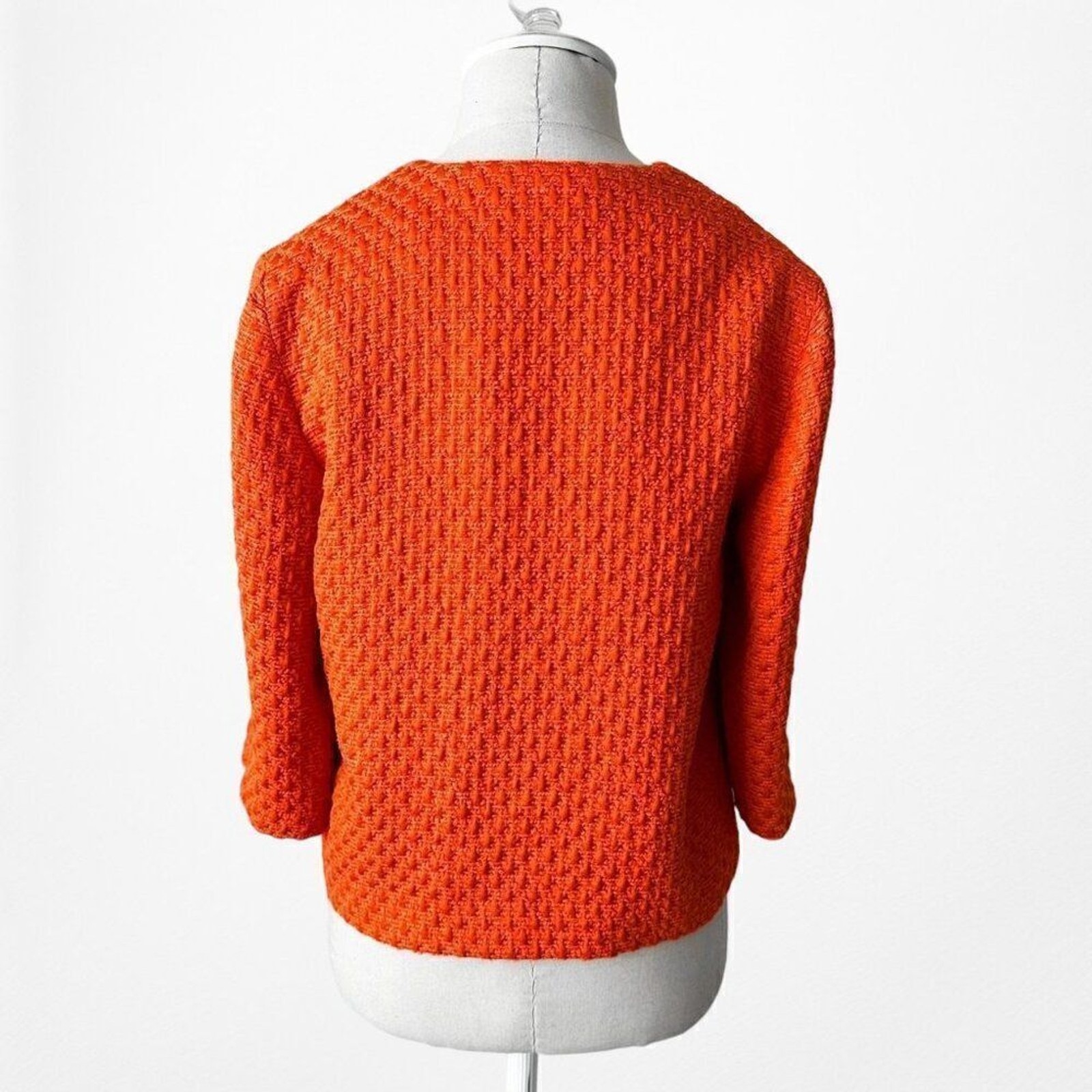 Vintage Y2K Mango Orange Tweed Blazer Jacket Coat Suit Cardigan Size XS/S image 5