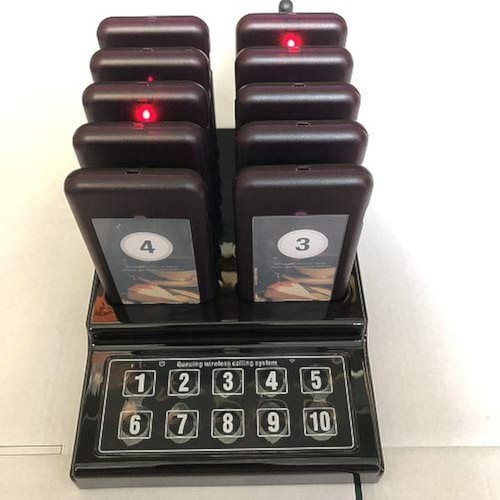 10 Pager buzzers 1 keypad Queue Number Call Wireless Calling System ...