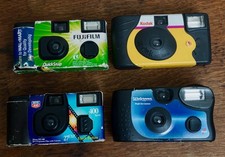 DISPOSABLE CAMERAS Exposed, Undeveloped Mystery Film. Expired. Lot Of 4