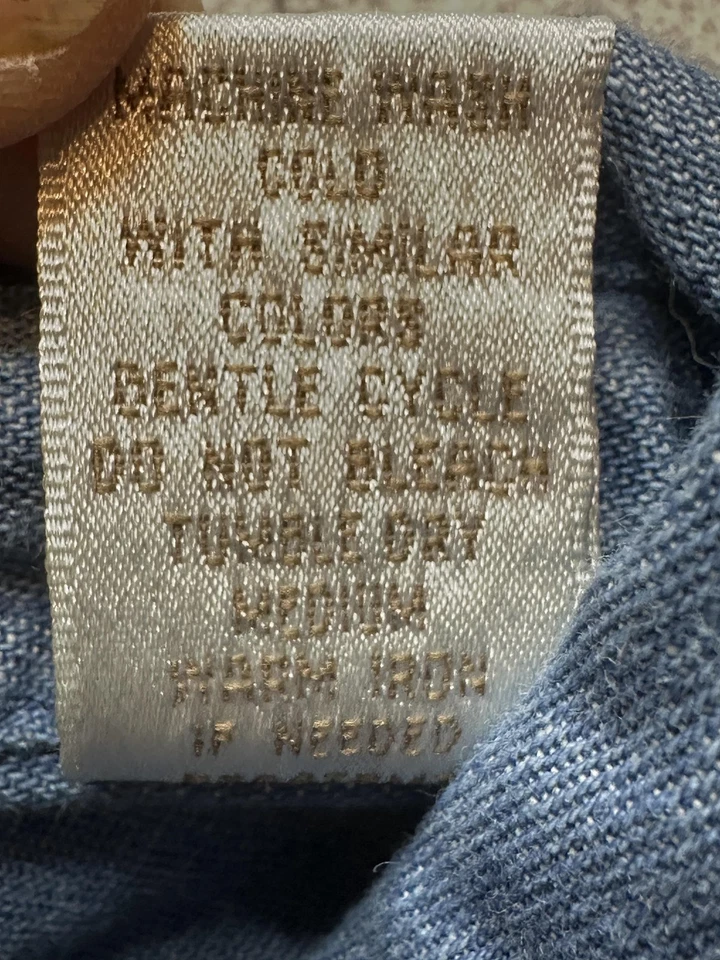 Camisa Denim Cerveza Edwards Miller De Colección Para Hombres Grande Azul Cambray Abotonada Años 90 Foto 4 de 4