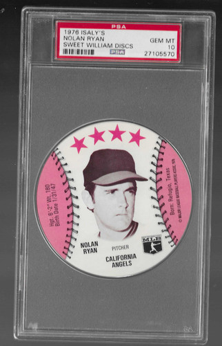 1976 Isaly's Sweet William Discs Nolan Ryan California Angels PSA 10 GM MT