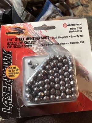 Marksman Laserhawk 1/4'' Steel Hunting Shot Slingshot Ammo BBs 250 Count