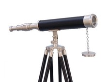 Floor Standing Brushed Nickel With Leather Harbor Master Telescope 50"