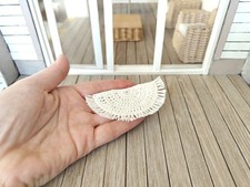 1:12 scale dollhouse miniature crochet half circle area rug. half round doormat