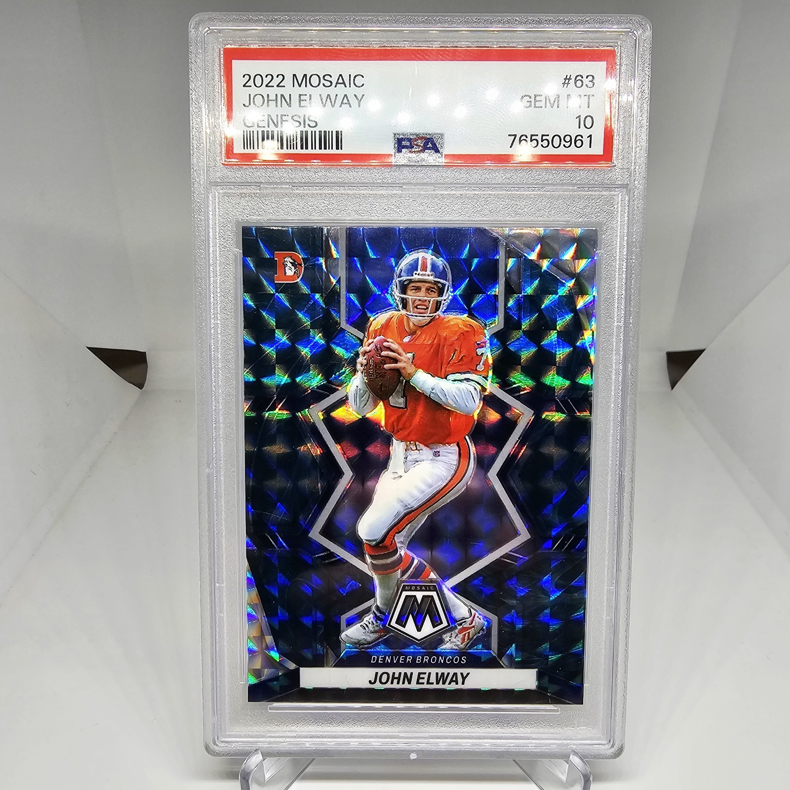 2022 Panini Mosaic John Elway #63 Genesis PSA 10 Short Print SP