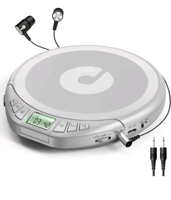 Gueray Portable CD Player with Earphones,CD Discman for Car Home with Anti-Skip 