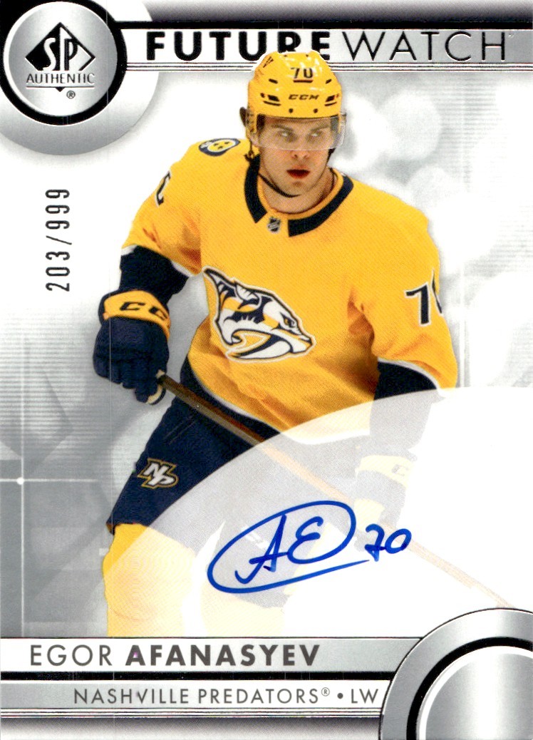 2023-24 SP AUTHENTIC FUTURE WATCH ROOKIE AUTOGRAPH EGOR AFANASYEV RC AUTO /999