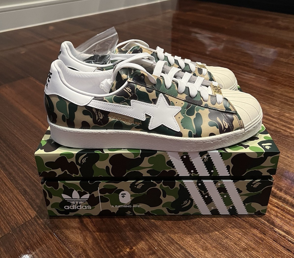 Size 10US - Adidas BAPE x Superstar 80s ABC Camo Green Brand New 