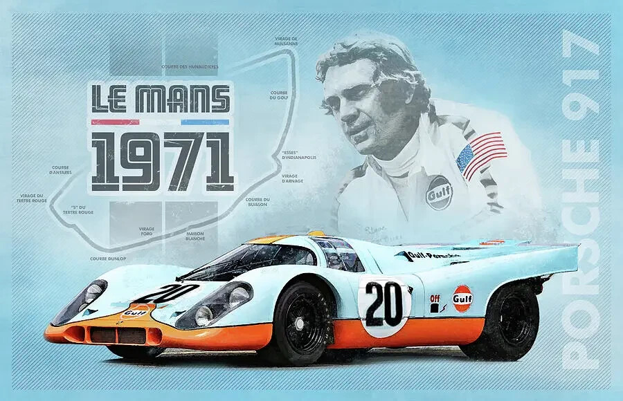 Autocollant Steve McQueen Le Mans - Numéro 20 - 9 Cm - Qualité Polymère