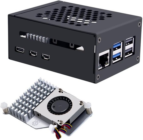 GeeekPi Raspberry Pi 5 mit Active Cooler und PCIe M.2 NVMe SSD-Protector - Bild 2 von 10
