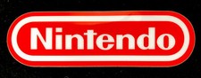 NINTENDO STICKER  WHITE ON RED  GLOSSY THICK BEAUTIFUL WATERPROOF 5 1/8 x 1 5/8  