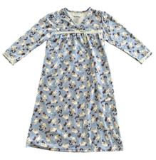 Lanz of Salzburg Girls Long Flannel Nightgown Size M 6/7 Blue Persian Cat