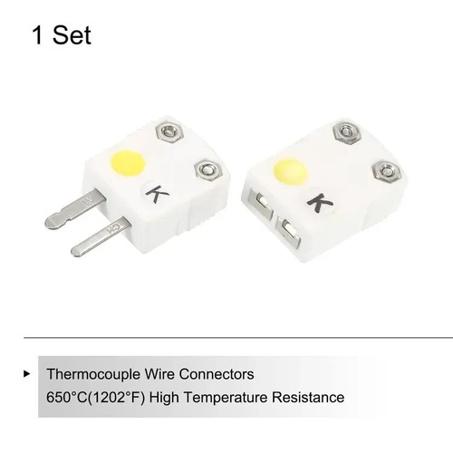 K Type Thermocouple Wire Connectors Male Female Plug 650°C(1202°F) White - Picture 3 of 4