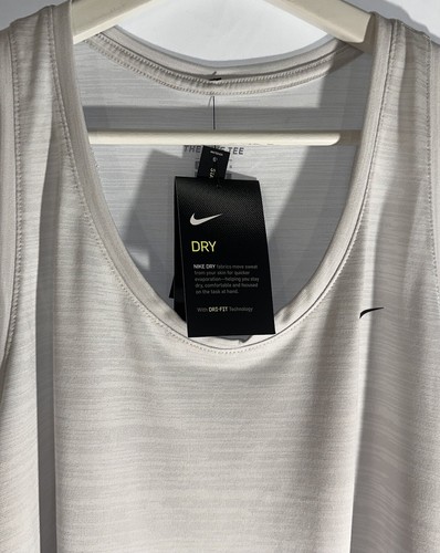 Women’s Nike Light Gray Training Tank Top Standard Fit DRI-FIT Size L New - Foto 5 di 7