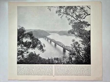 Vintage Antique Print 1895 Broader Britain Photographs Hawkesbury River Bridge