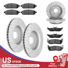 Front Rear Drilled Rotors+Brake Pads for Jeep Grand Cherokee Commander 2005-2010