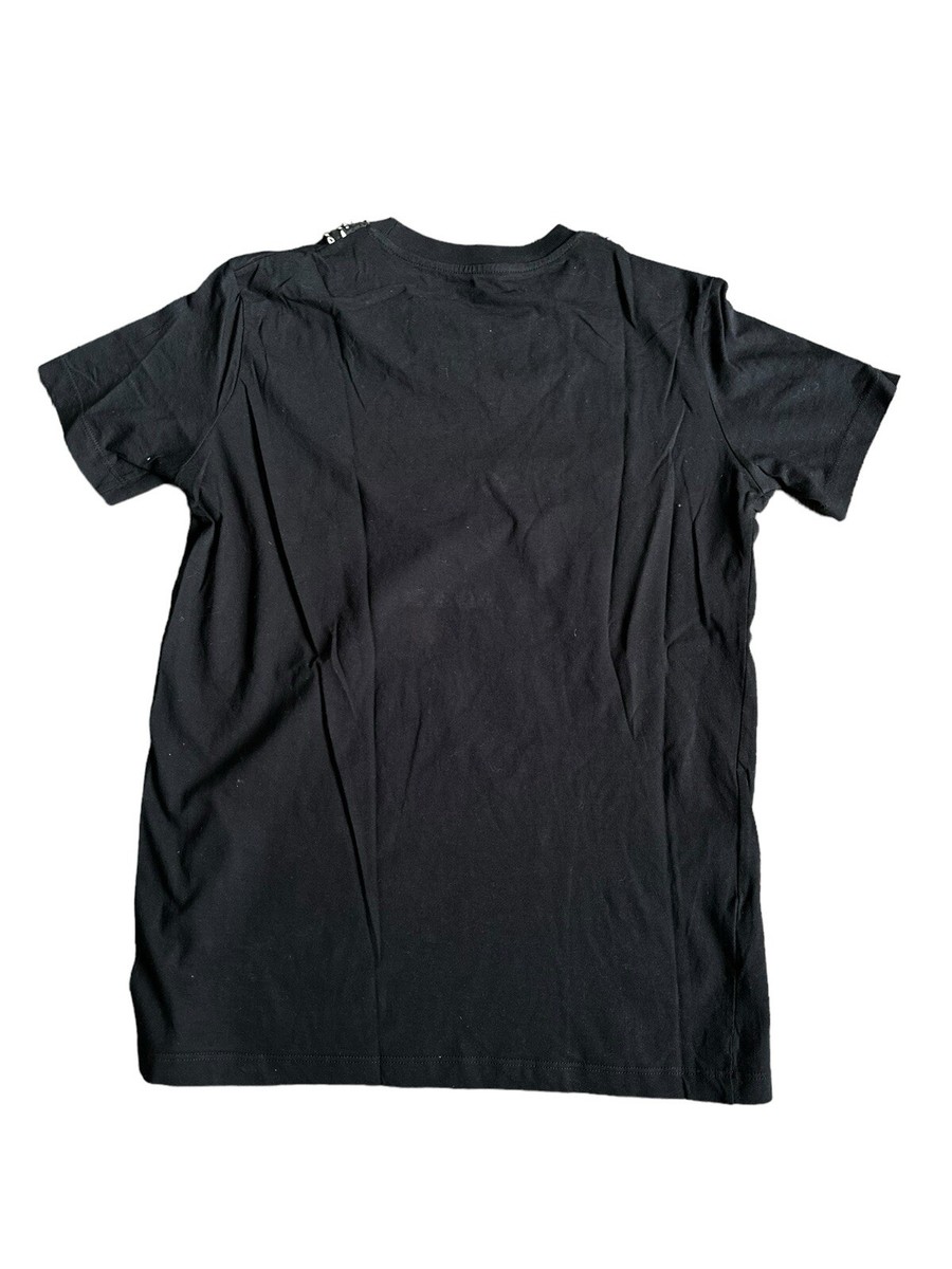 超美品PRADA ブラック Tシャツ Sサイズ クマ刺繍 今日特価】Prada 25ss 刺繍アルファベット＆スプレー墨三角ロゴ