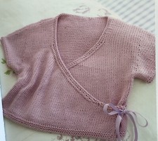 Knitting Pattern for Little Girls Ballet Wrap Cardigan 4 sizes 3-36 Months.  B2