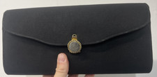 Vintage Clutch Purse Wallet Buckle Black Nylon Walborg Clasp 10x4.5" Women's