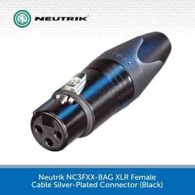 Neutrik NC3FXX-BAG Female XLR Audio Connector 3 Pole Plug Black Body Microphone