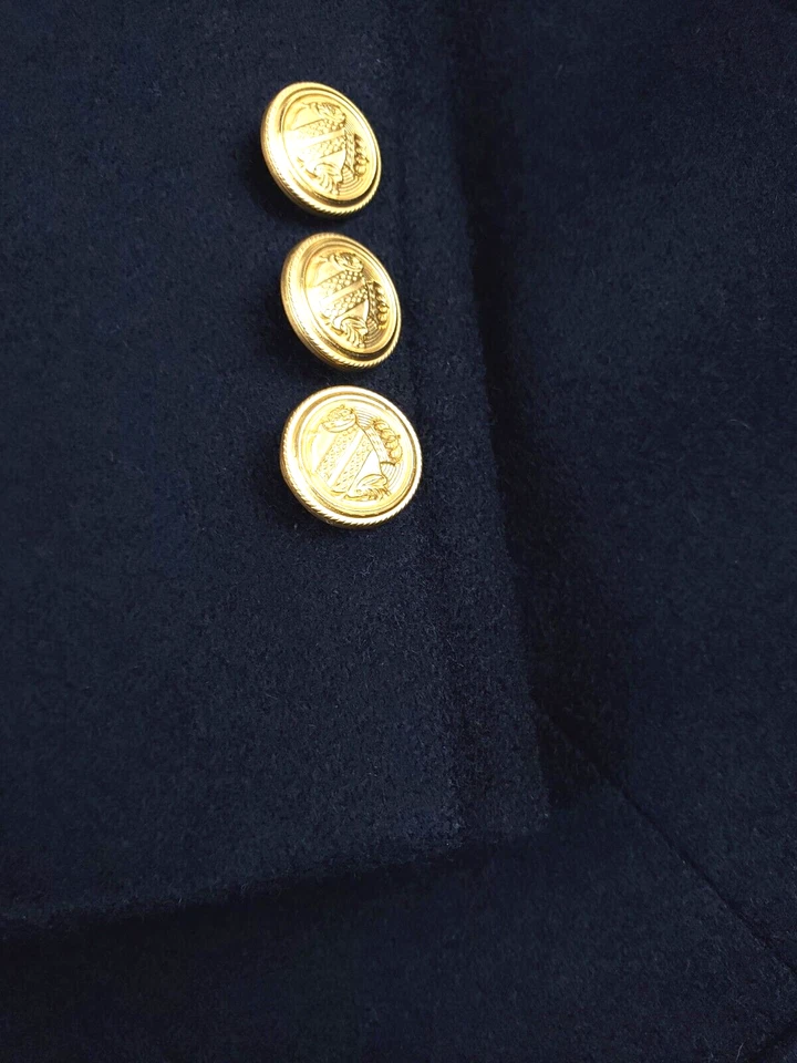Blazer Man in Woo 42Rl Azul Marino con Botones Dorados De Colección Franela Lana Foto 3 de 4