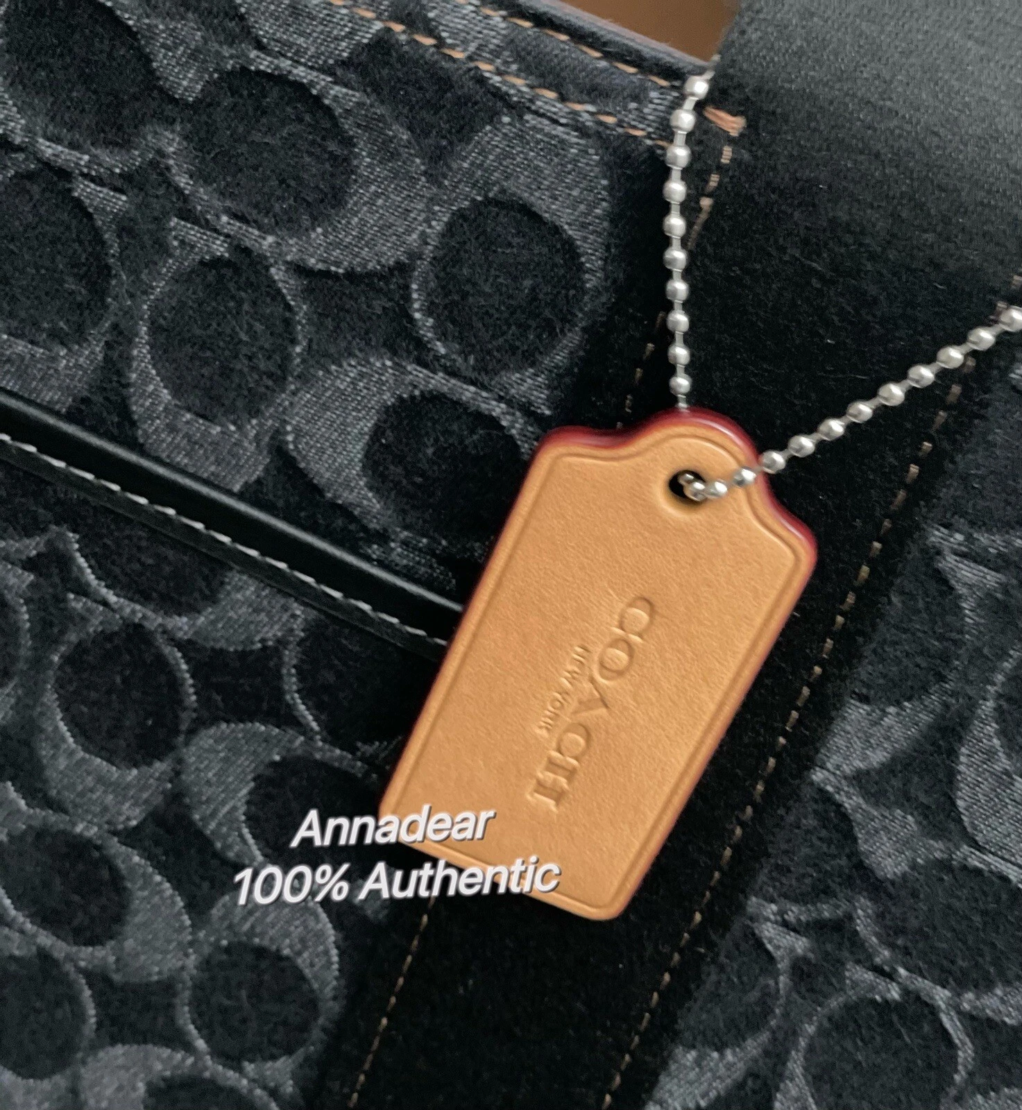 Borsa a tracolla nuova con etichette Coach CP105 Smith Tote con firma denim tela nera in pelle