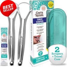 Tongue Scraper for Adults 2 Pack , Stainless Steel Cleaner with Travel Case