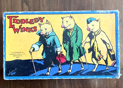 Very Rare Antique Milton Bradley Tiddledy Winks Game; Early 20th c.