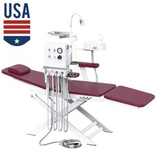 Portable Dental Folding Chair Turbine Unit 4 Holes+LED Light+ Weak Suction