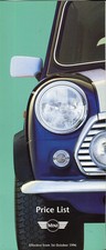 Rover Mini 1.3i Cooper 1.3i UK mercato PREZZI brochure 1 ottobre 1996