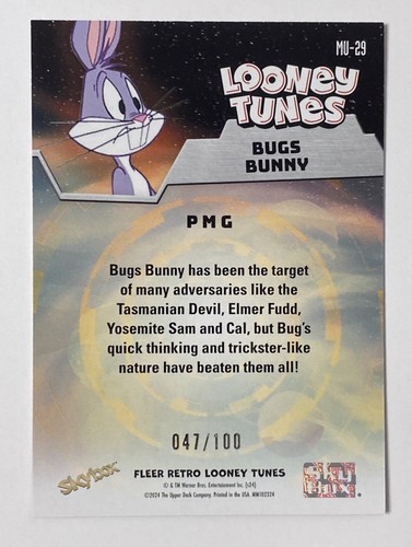 2024 UD Fleer Looney Tunes RED PRECIOUS METAL GEMS BUGS BUNNY PMG 47/100 - Picture 2 of 2