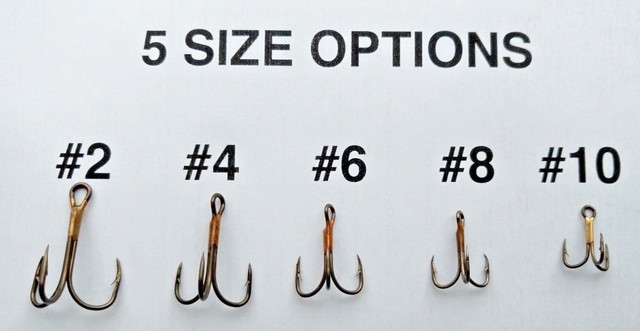 50 2X Strong Eagle Claw Treble Hooks choose size curved point Lazer