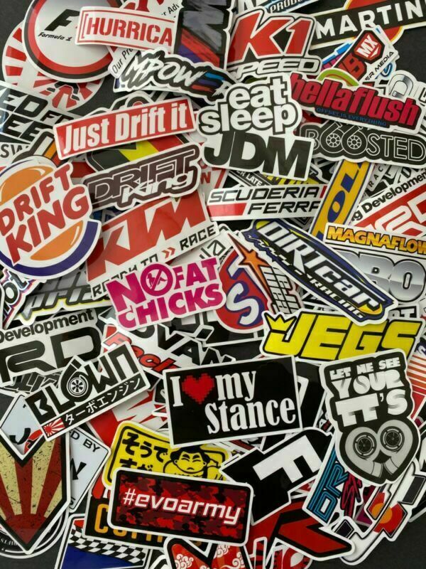 100Pcs JDM Brand Logo Themed Waterproof Stickers Pack Car