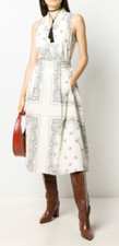 $498 NWT TORY BURCH PRINTED POPLIN WRAP MIDI DRESS IN IVORY/AMERICANA BANDANA 12