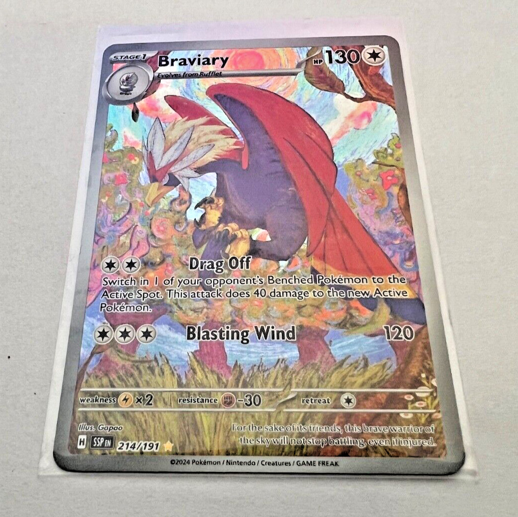 Braviary 214/191 Holo Rare - Surging Sparks - Pokémon Card - NM/M Condition