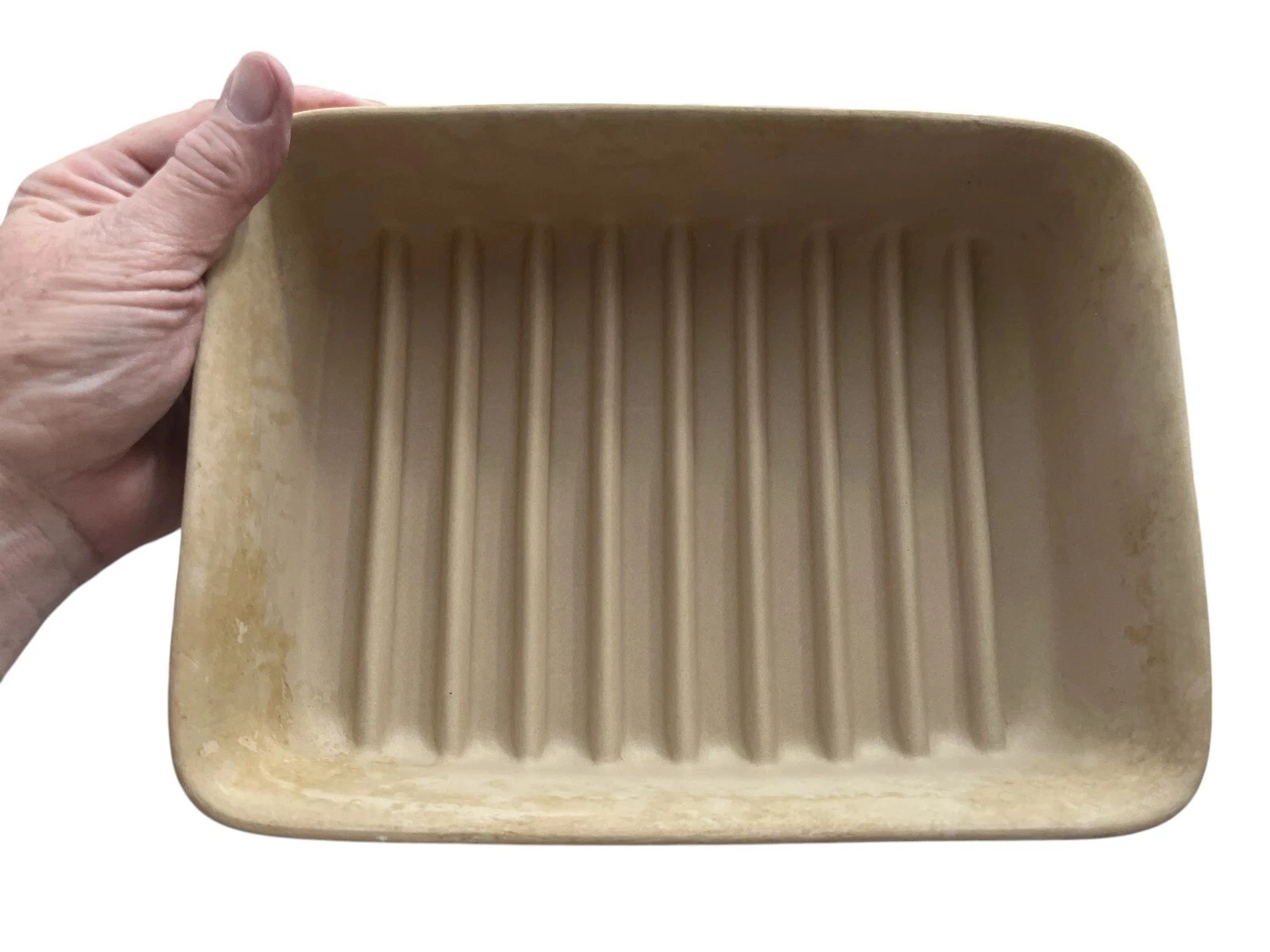 THE PAMPERED CHEF Stoneware Baker Bacon Broiler Meatloaf Pan 10.75 x 8" #5144