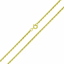 Sterling Silver 1mm Yellow Gold Plated Diamond Cut Cable Rolo Chain Necklace