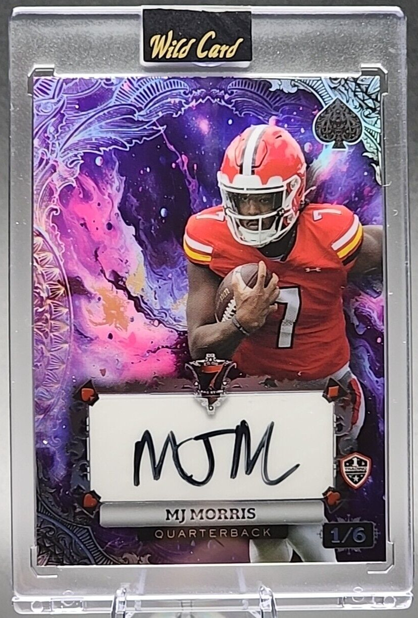 MJ Morris 1/6 2024 Wild Card 7 Card Stud 1st RC Purple Holo Maryland QB SSP