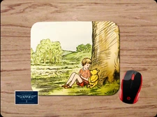 CLASSIC POOH & CHRISTOPHER ROBIN CUSTOM COMPUTER MOUSE PAD NON-SLIP NEOPRENE