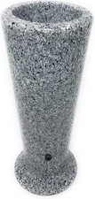 Memorial Cemetery Slim Flower Vase, Light Grey Granite With Drainage Hole