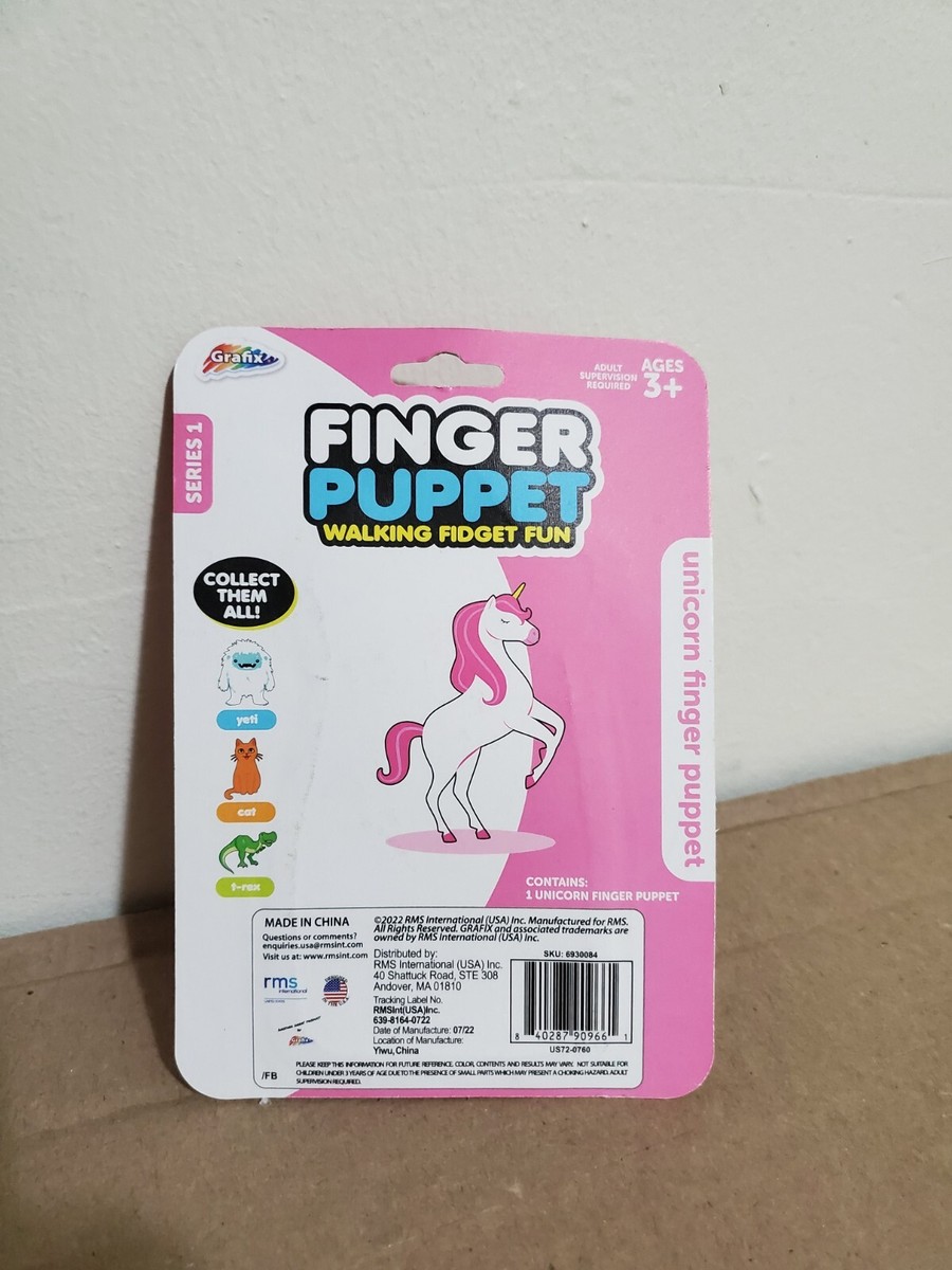 Pink White Unicorn Finger Puppet Walking Fidget Fun Series