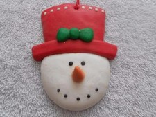 Snowman Christmas Winter Ornament Rubber Red Hat Pointed Nose