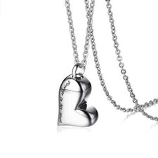Cremation Ash Holder Urn Hair Capsule Heart Keepsake Pendant Memorial Necklace