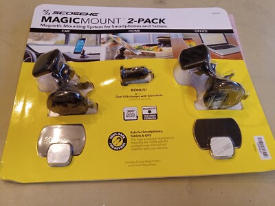 Scosche Magic Mount 2-pack with USB Charger - Magnetic Mounting System 