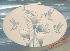 Lily and Hummingbirds Static Cling Window Decal OVAL 12x8 Lilies Door Decor NEW